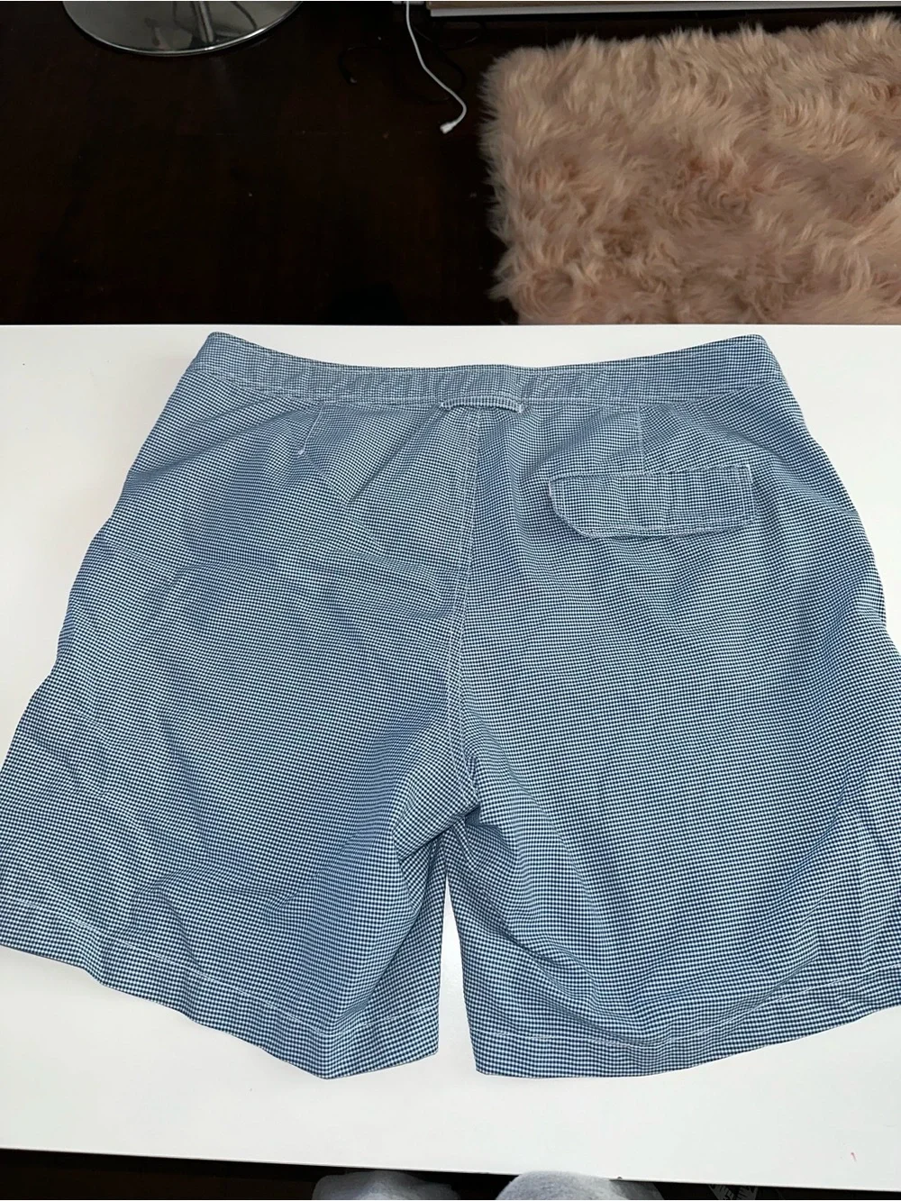 Onia Calder Swim Trunks Blue Gingham sz 33